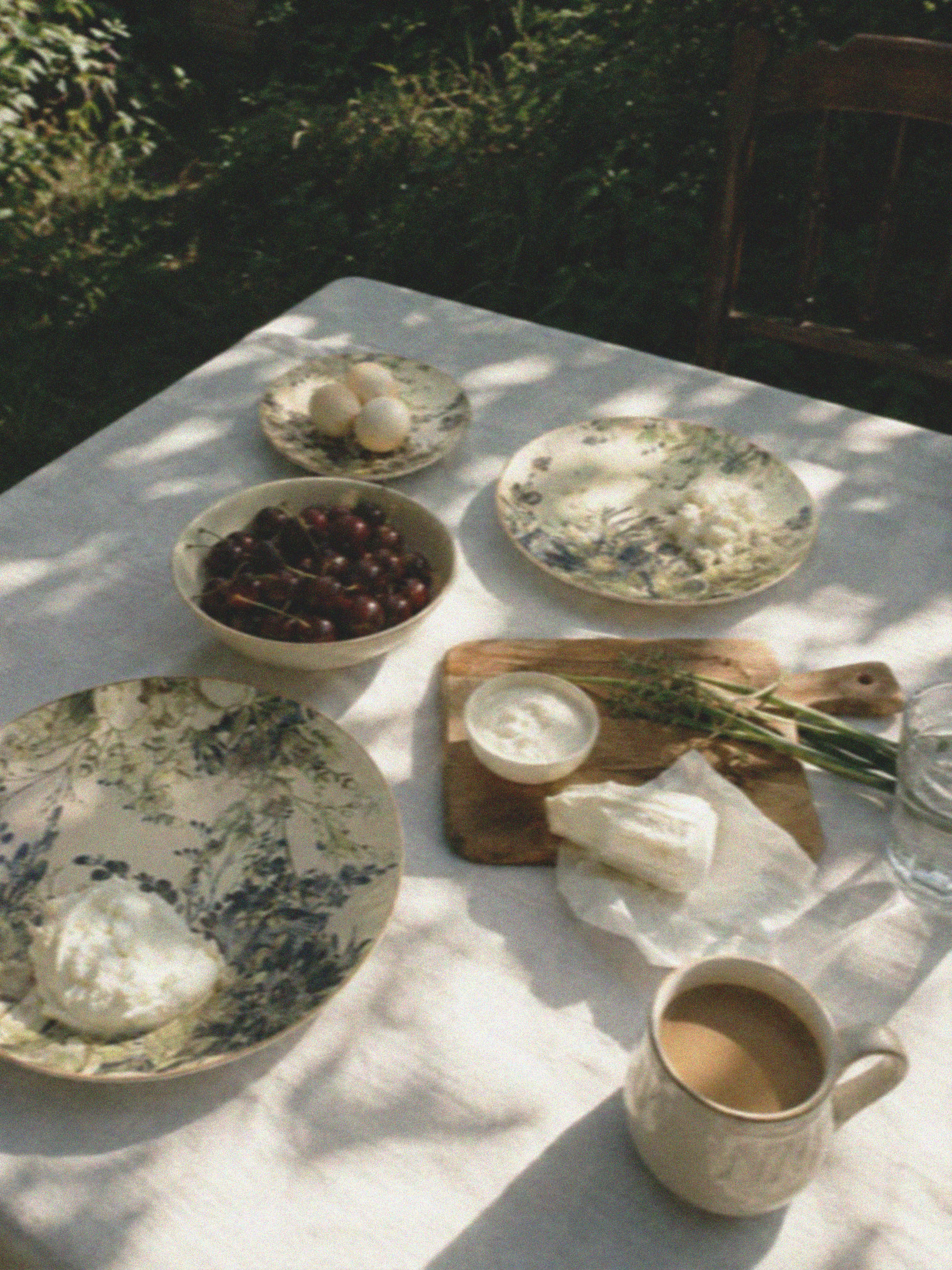 Solstice tableware laid for everyday dining in the sunshine