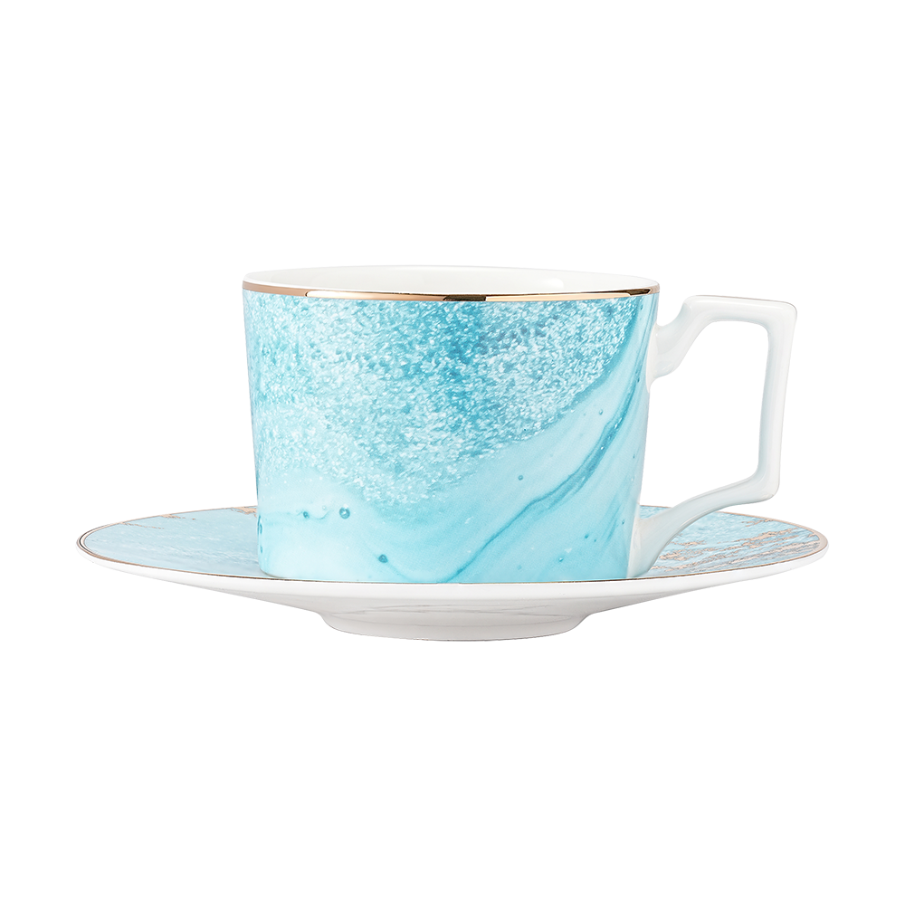 Golden Glow Ceramic Coffee Mug and Saucer