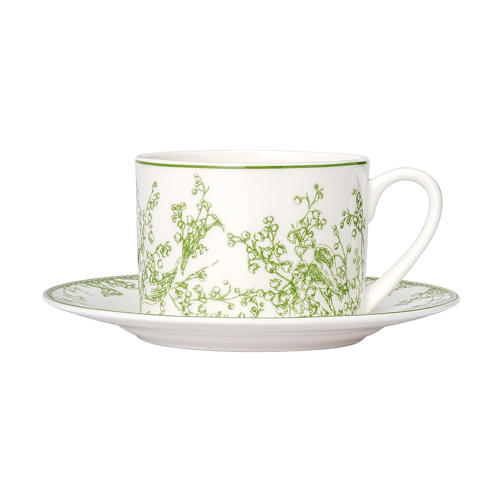 Lily of the Valley Ceramic Mug and Saucer Set