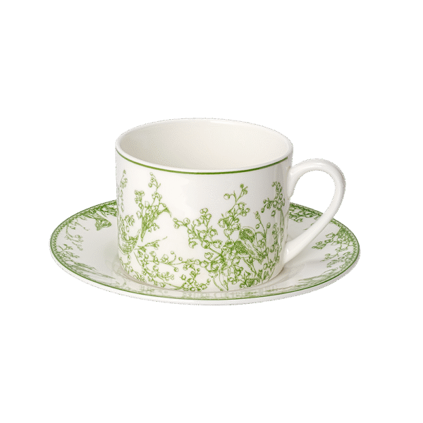 Lily of the Valley Ceramic Mug and Saucer Set