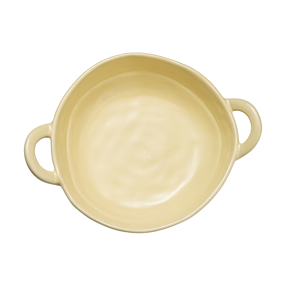 Picnic Ceramic Fruit Bowl with Handles, 8 Inch