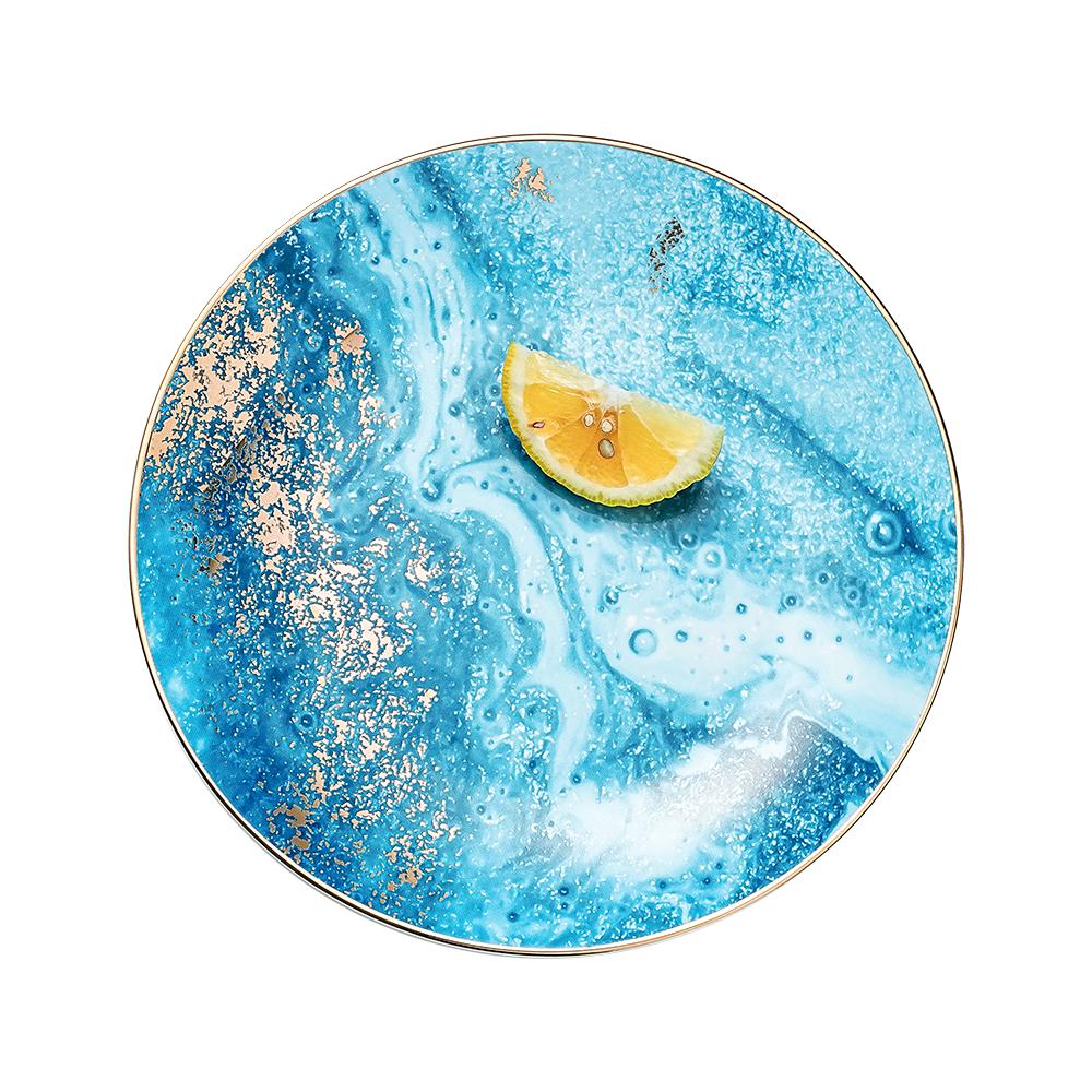 Golden Glow Blue Dinner Plate (8 Inch)