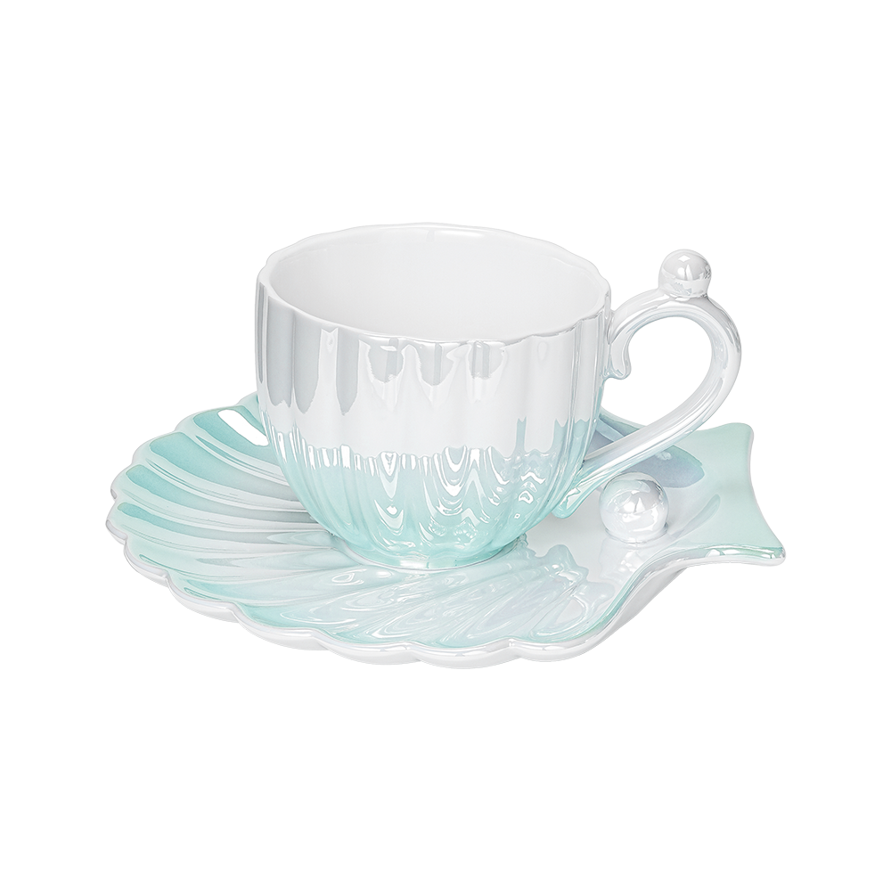 Ocean Aurora Shell Breakfast Cup and Saucer