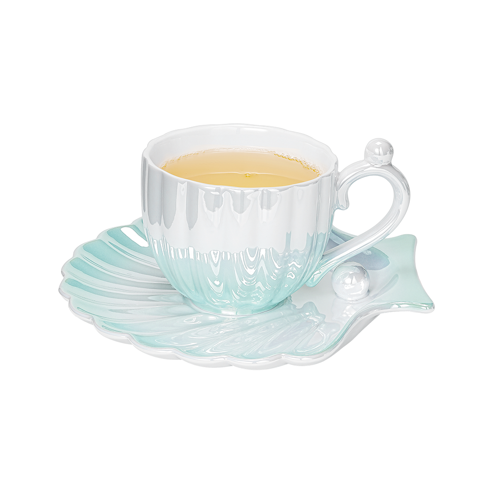 Ocean Aurora Shell Breakfast Cup and Saucer
