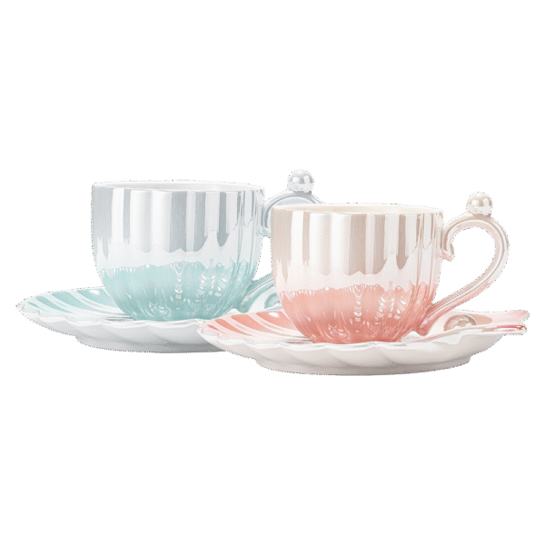 Aurora Couple Tea Mug and Saucer Set for Two