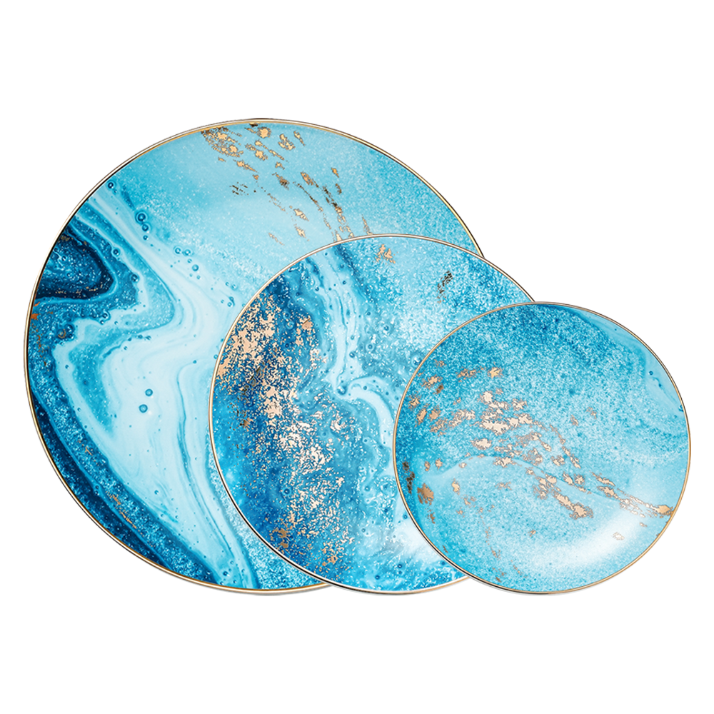 Golden Tide Ceramic Plate Set