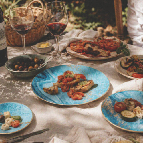Golden Tide – Blue Dinner Plates
